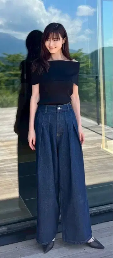 Day and grade 턱 와이드 데님 팬츠 인디고 프리 사이즈