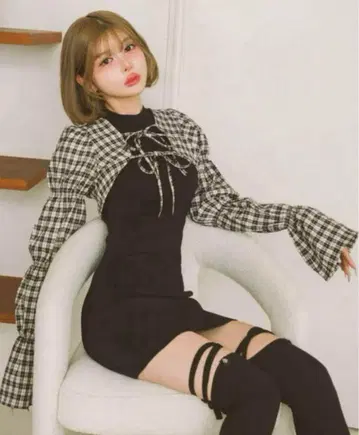 다리치 셔링 볼레로 미니 원피스