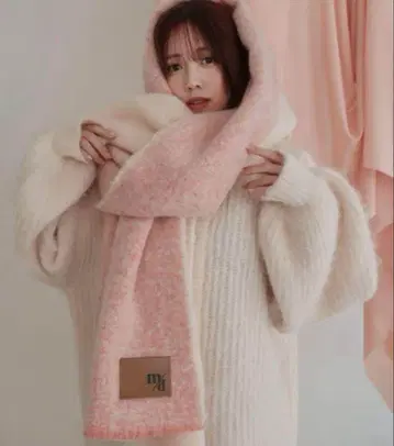 mideal 2톤 볼륨 머플러 핑크
