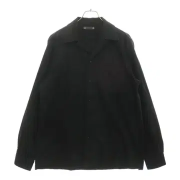MINEDENIM 마인데님 로고 자수 오픈 카라 긴팔 셔츠 블랙