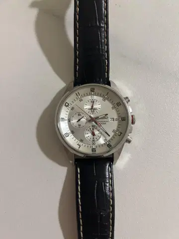 SEIKO 실버에 블랙 벨트 크로노그래프 데이트 캘린더 남성용