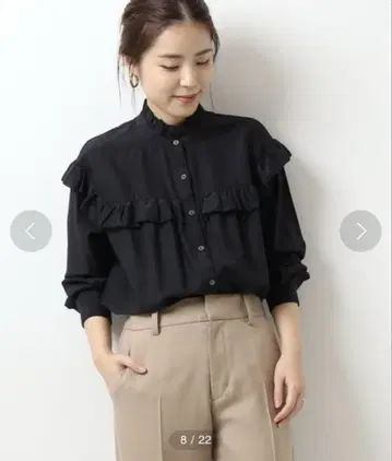 스픽 앤 스팬 코튼 실크 프릴 블라우스