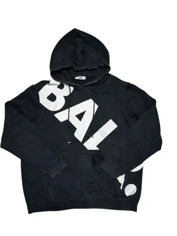 BALR. 블랙 후드 부착 후드티 L