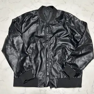 컨디션 최상 레어 사이즈 3L 인조 가죽 바시티 자켓 MA-1 블랙