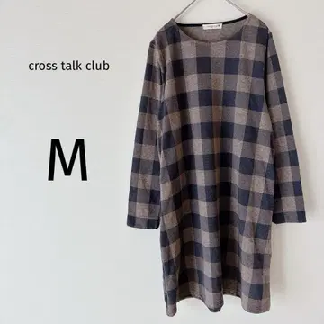 크로스토크 클럽 체크 무늬 원피스 긴팔 속기모 루즈핏 브라운 M