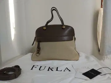 [ 일부 미사용 ] FURLA 훌라 파이퍼 핸드백 브라운/베이지