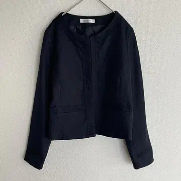GLACIER 트위드 노카라 자켓 네이비 M 포멀