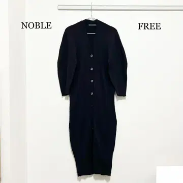 0458 NOBLE 랜덤 리브 커브 라인 니트 원피스 FREE 사이즈