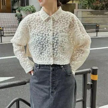 U by SPICK&SPAN 플라워 오픈 카라 셔츠