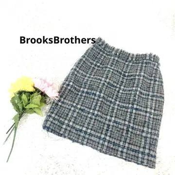 브룩스 브라더스 [0] 트위드 스커트 사다리꼴 미니 프린지 체크