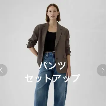 [ 미사용 새상품 ] gap 셋업 자켓 슬랙스 브라운 체크