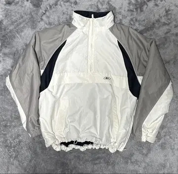 Reebok 하프 지퍼 자켓 M 화이트/그레이/블랙 두꺼운