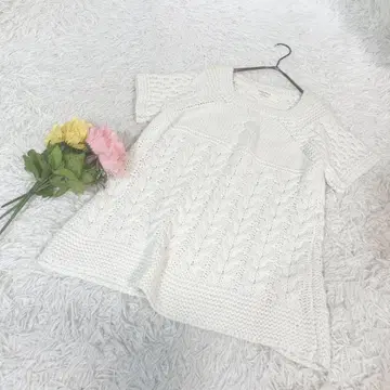 자라 니트 [ M ] 상의 반팔 니트 리브 큼직한 튜닉