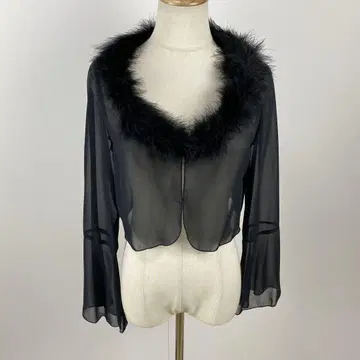 새상품급 Corbeau 콜보 가디건 겉옷 타조 퍼 장식 고급