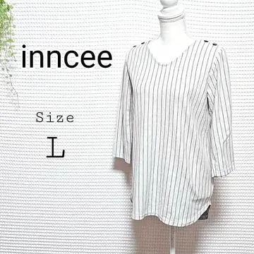 inncee 스트라이프 패턴 칠부 소매 튜닉 L 사이즈