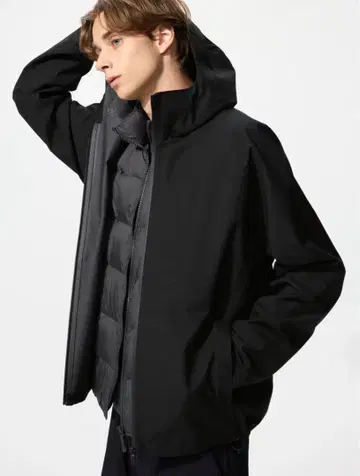 [새상품급] UNIQLO 유니클로 블록 테크 후드티 S 블랙 방수 방풍