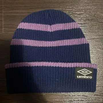 umbro 스트라이프 니트 모자 네이비/핑크