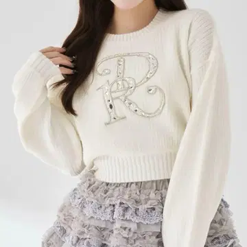 DR 비쥬 볼륨 리브 니트탑 화이트