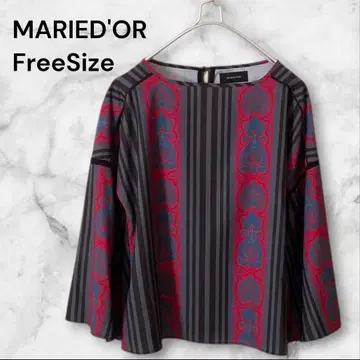 MARIED'OR 마리인형 스트라이프 에스닉 패턴 블라우스 플레어 소매