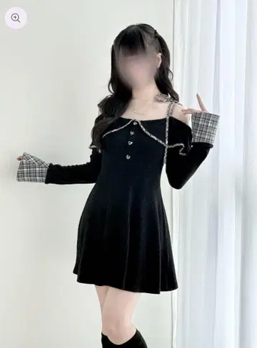 bunnylis 체크 무늬 믹스컷 원피스