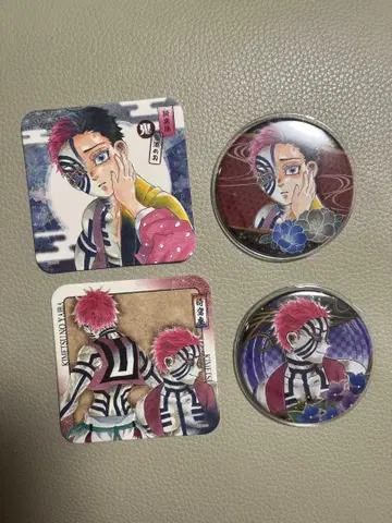 귀멸의 칼날 아카자 원작 캔뱃지 아트 코스터 묶음 판매 캔뱃지 굿즈
