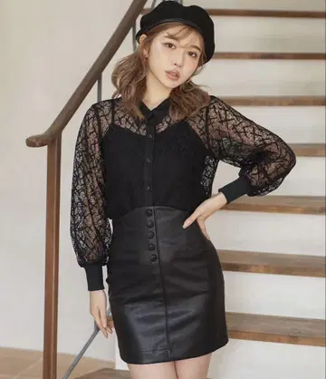 Darich 코르셋 가죽 스커트 S 블랙