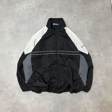Reebok 구제 나일론 자켓 양쪽 드로 코드 자수 로고 블랙 R152