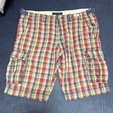 TOMMY HILFIGER 오버 사이즈 체크 무늬 카고 팬츠