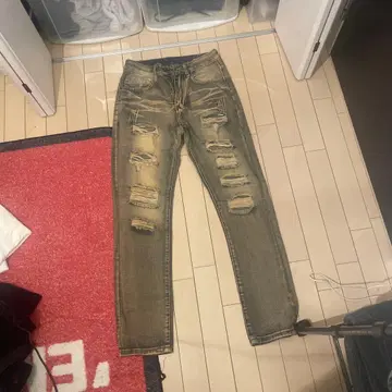 데미지 스키니 데님 mnml,purple brand