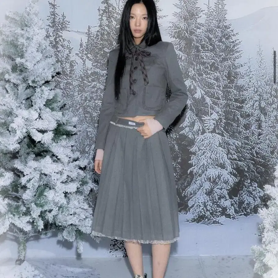 COYSEIO | 코이세이오 Koiseio Cozy Sweat Wrap Skirt Charcoal #코이