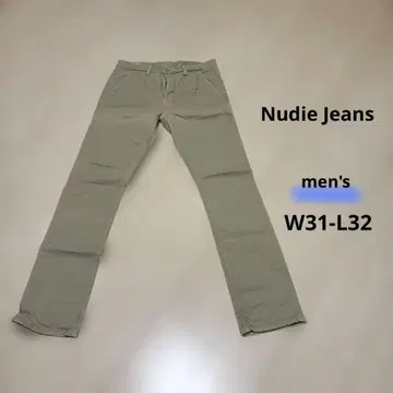 누디진 아이보리 베이지 코튼 치노 팬츠 W31 L32