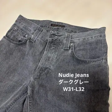 누디진 다크 그레이 스트레이트 데님 팬츠 W31 L32