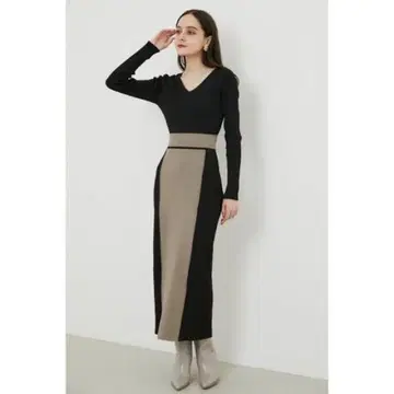리엔다 2WAY 바이컬러 타이트 knit OP 원피스