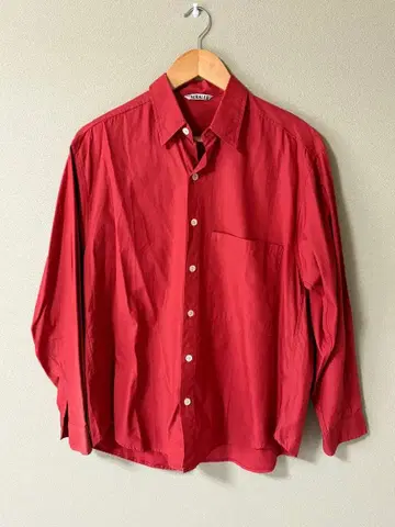 오라리 WASHED FINX TWILL BIG SHIRTS 빨간색