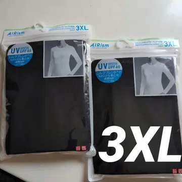 유니클로 AIRism UV컷 크루넥 긴팔 T 2장 3XL 실크