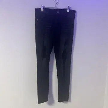블랙 스키니 청바지 데미지 가공
