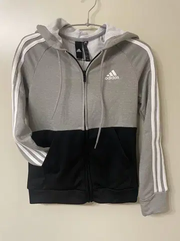 adidas 풀 집업 후드티 그레이/블랙
