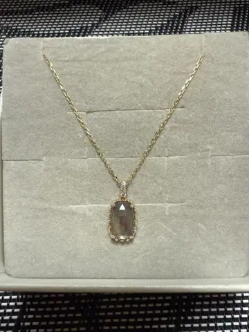 츠츠미 K10 스모키 쿼츠 오벌 컷 목걸이
