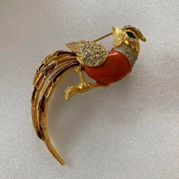 새 브로치 오렌지 골드 컬러 7cm