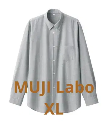 MUJI Labo 울 혼방 레귤러 카라 셔츠 그레이 XL