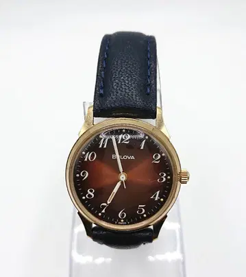 Bulova 보이즈 사이즈 수동 와인딩 브라운 작동품