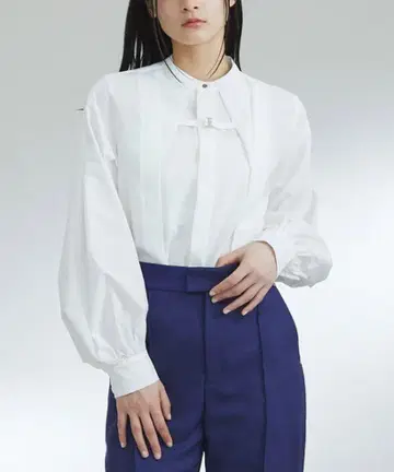 [ united tokyo ] 턱 레이어 타프타 콤비 블라우스