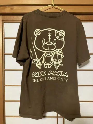 SQUID MANIA 스퀴드매니아 곰돌이 T셔츠 XL 브라운