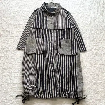 24AW 아이레 F 불규칙 스트라이프 코트 드로스트 A라인 2way