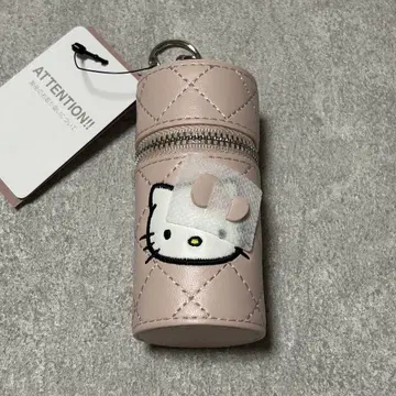 헬로키티 x 로리즈팜 퀼팅 립 파우치 키 참 핑크