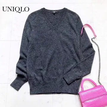 새상품급 UNIQLO 유니클로 캐시미어 100% V넥 니트 그레이 M