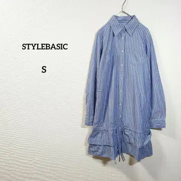 STYLEBASIC 셔츠 원피스 튜닉 긴팔 블루스 스트라이프 프릴