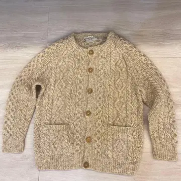 스코틀랜드제 로게이지 아란 니트 가디건 Hand Knitted