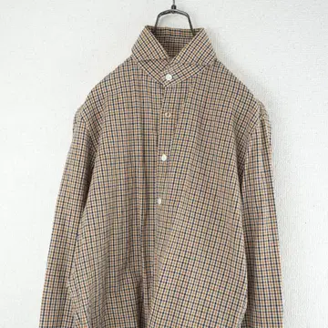 H213*어택 더 마인드 세븐 체크 무늬 셔츠 베이지 2