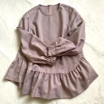 연보라 프릴 긴팔 블라우스